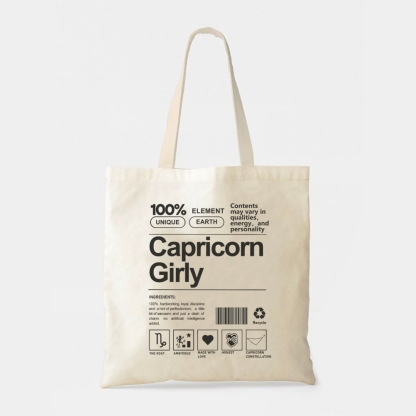 Capricorn Girly Tote Bag-moweekender