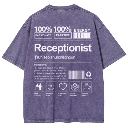 Receptionist Unisex Fit Washed T-Shirt-moweekender