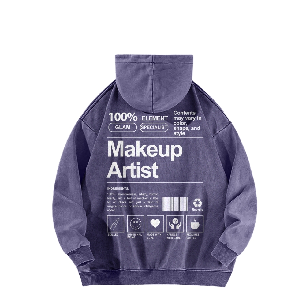 Makeup Artist Casual Washed Hoodie-moweekender