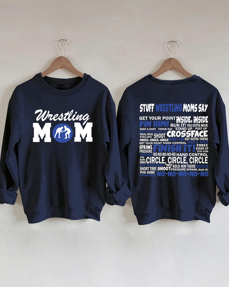 Wrestling Moms Blue Printed Sweatshirt-moweekender