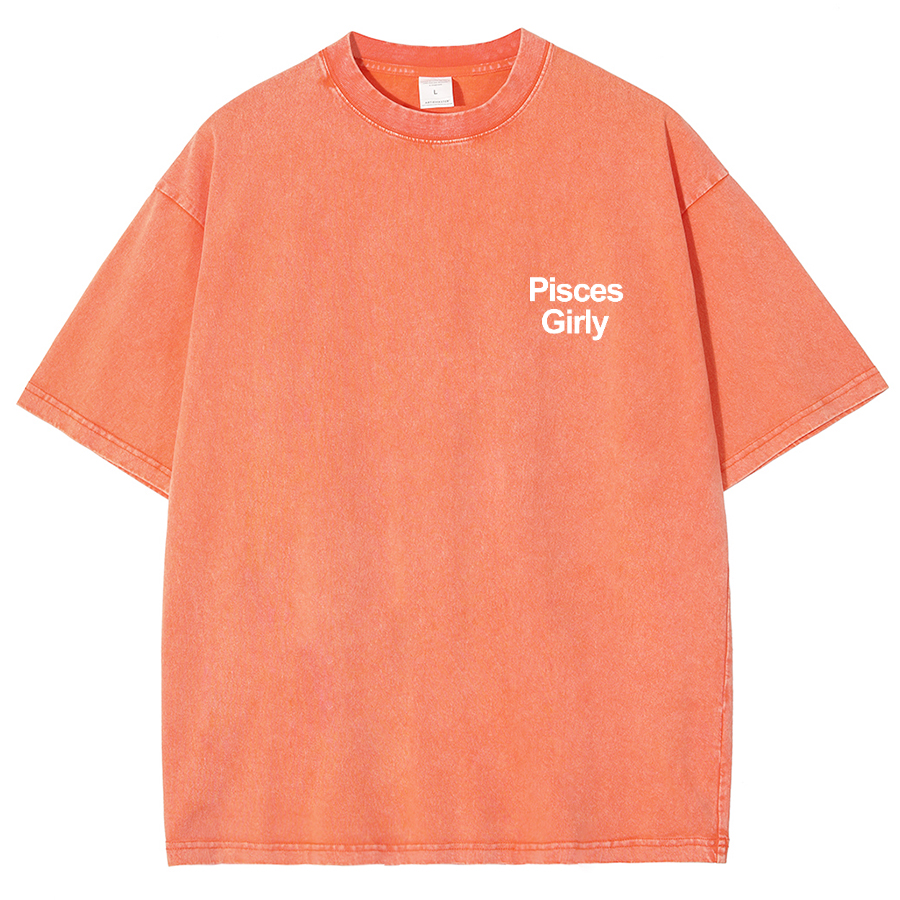 Pisces Girly Unisex Fit Washed Oversized T-Shirt-moweekender