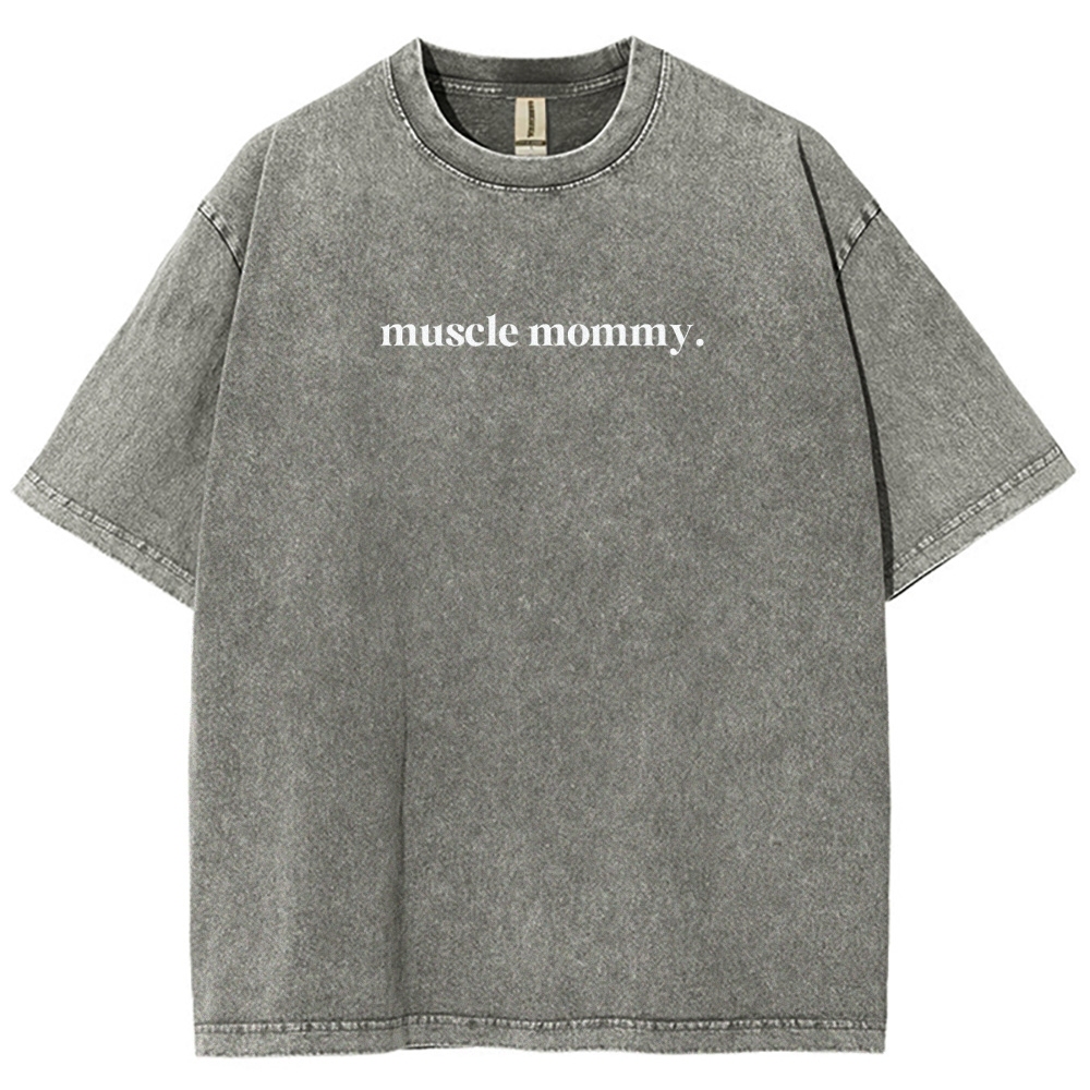 Mucle Mommy Vintage Snowflake Washed T-Shirt-moweekender