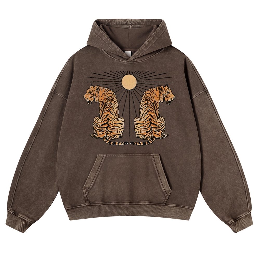 Sun And Tiger Casual Vintage Washed Hoodie-moweekender