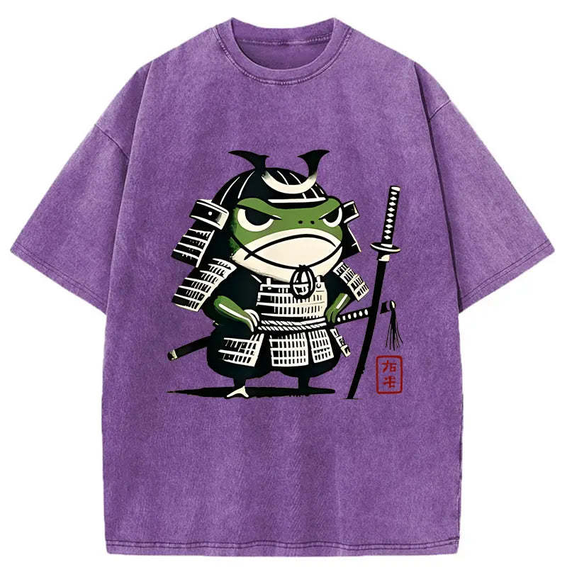 Frog Samurai Washed Vintage T-Shirt-moweekender
