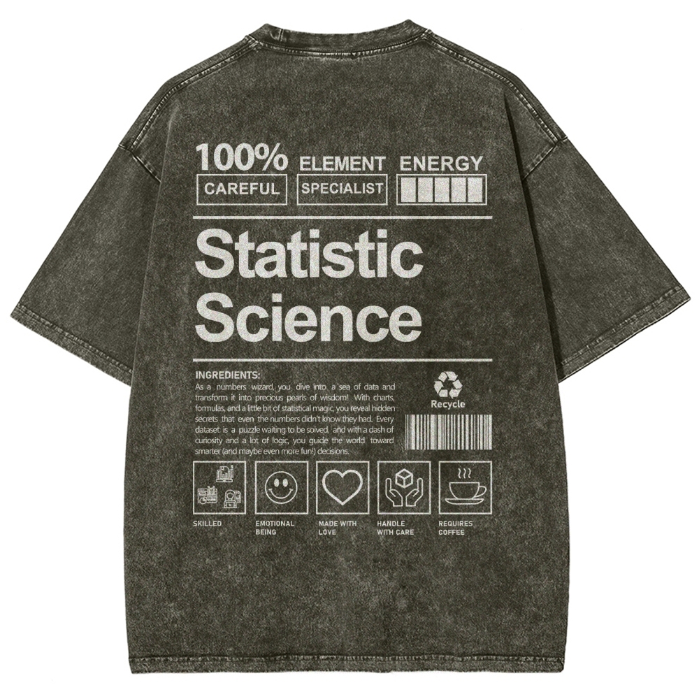 Statistic Science Unisex Fit Washed T-Shirt-moweekender