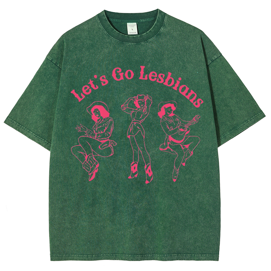 Lets Go Lesbians Washed Oversized T-Shirt-moweekender