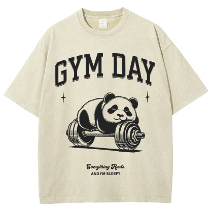 Gym Day Everything Hurts & I'm Sleepy Unisex Fit Washed Oversized T-Shirt-moweekender