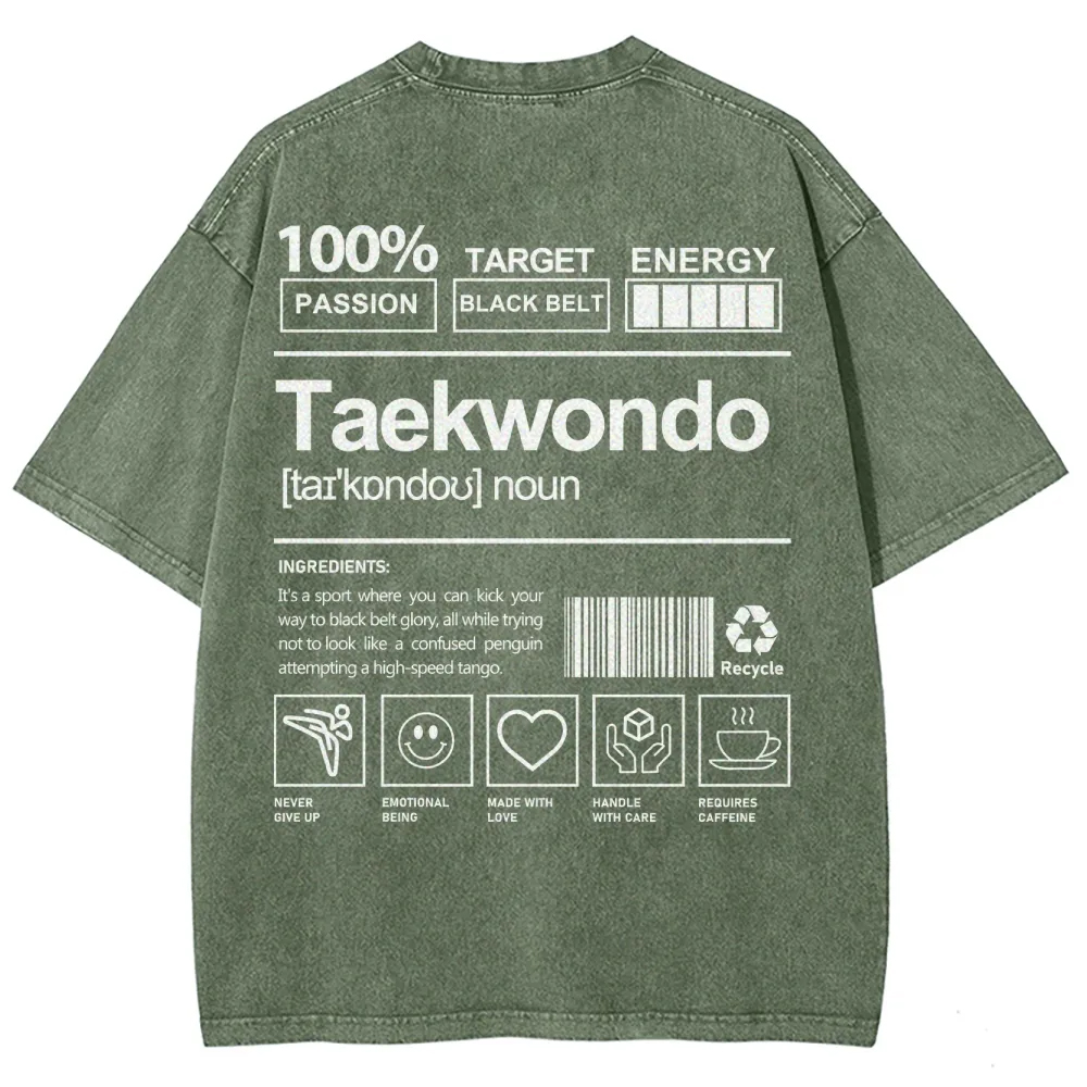Taekwondo Pattern Washed Vintage Short Sleeves T-Shirt-moweekender