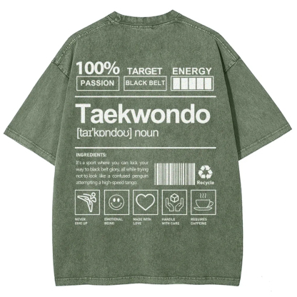 Taekwondo Pattern Washed Vintage Short Sleeves T-Shirt-moweekender