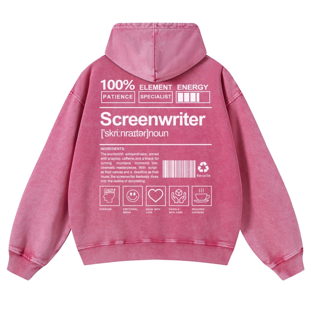 Screenwriter Printed Vintage Washed Hoodie-moweekender