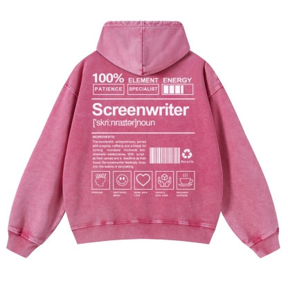 Screenwriter Printed Vintage Washed Hoodie-moweekender