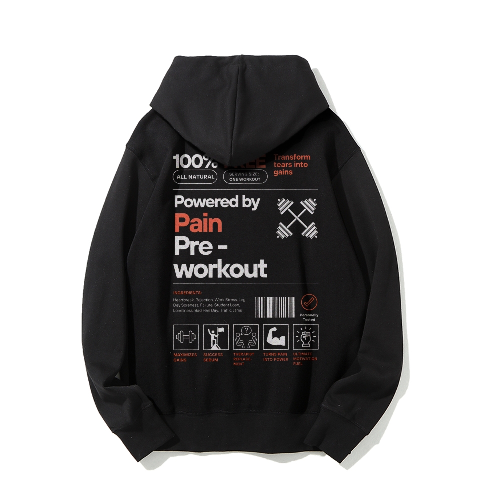 Powered By Pain Pre-Workout Casual Hoodie-moweekender