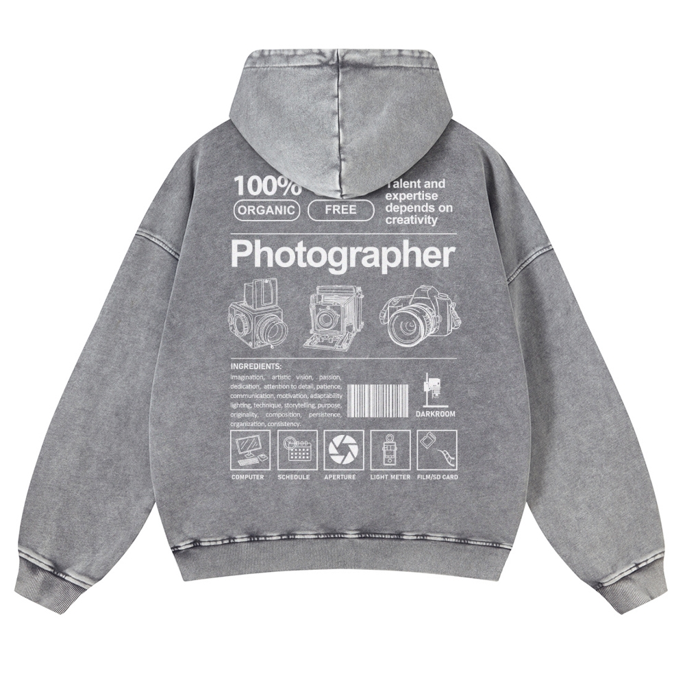 Photographer Casual Washed Hoodie
