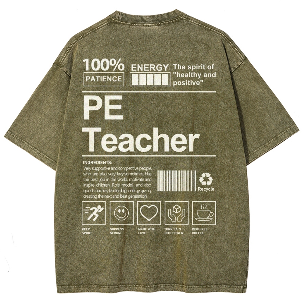 PE Teacher Unisex Fit Washed T-Shirt-moweekender