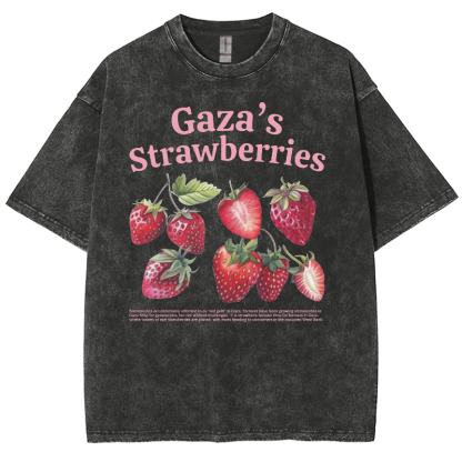 Gaza's Strawberries Fruits Unisex Fit Washed Oversized T-Shirt-moweekender
