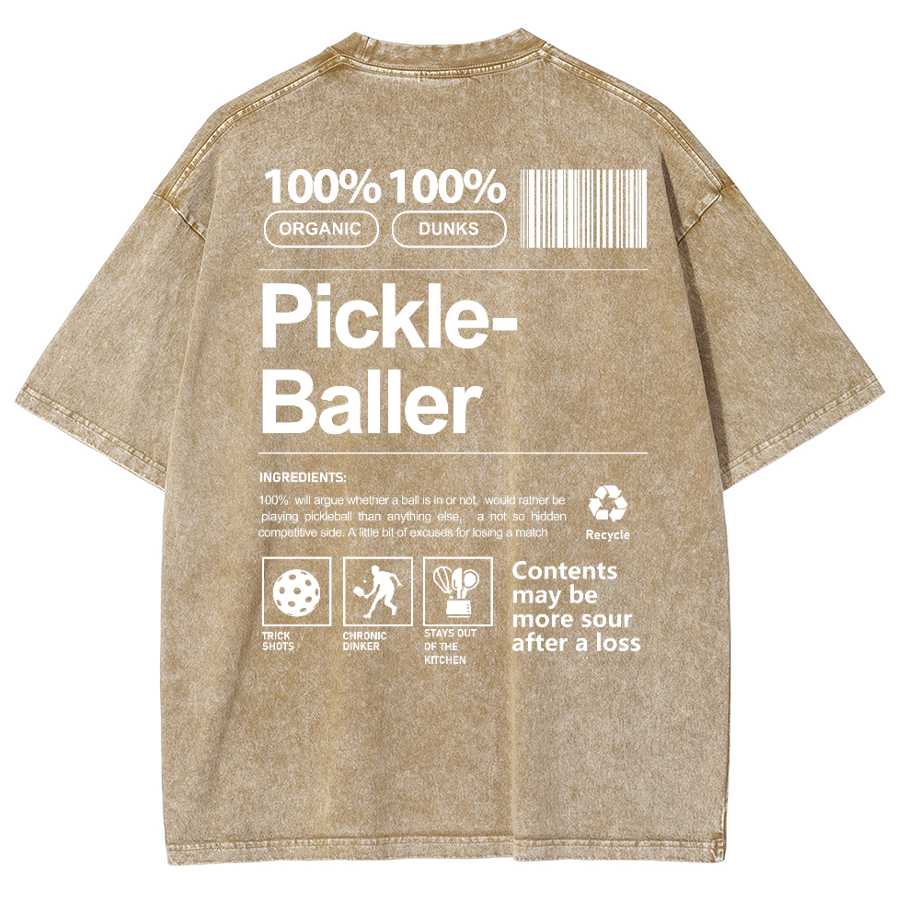 Pickle Baller Unisex Fit Washed Oversized T-Shirt-moweekender
