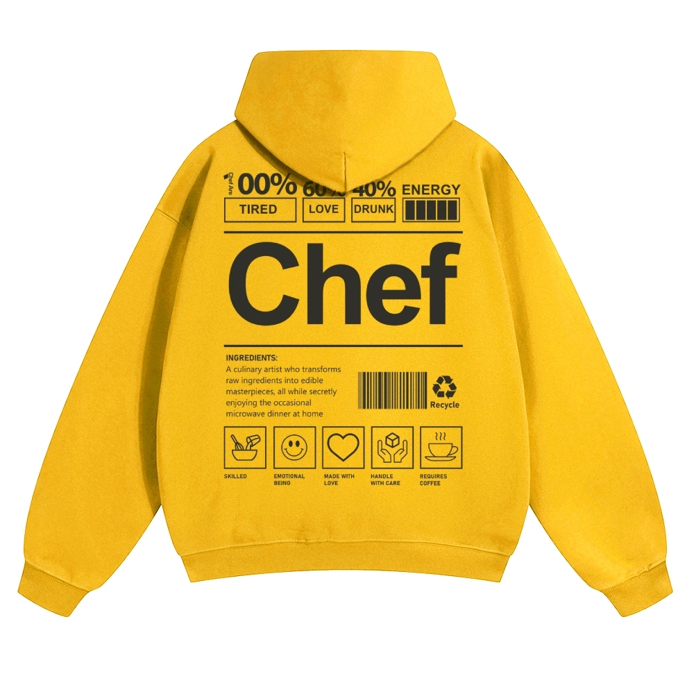 Chef Are 100%Tired 60%Love 40%Drunk Solid Color Hoodie
