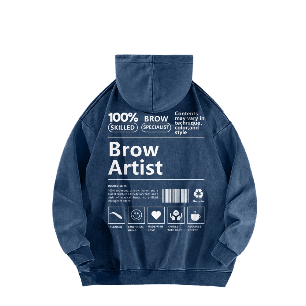 Brow Artist Casual Washed Hoodie-moweekender