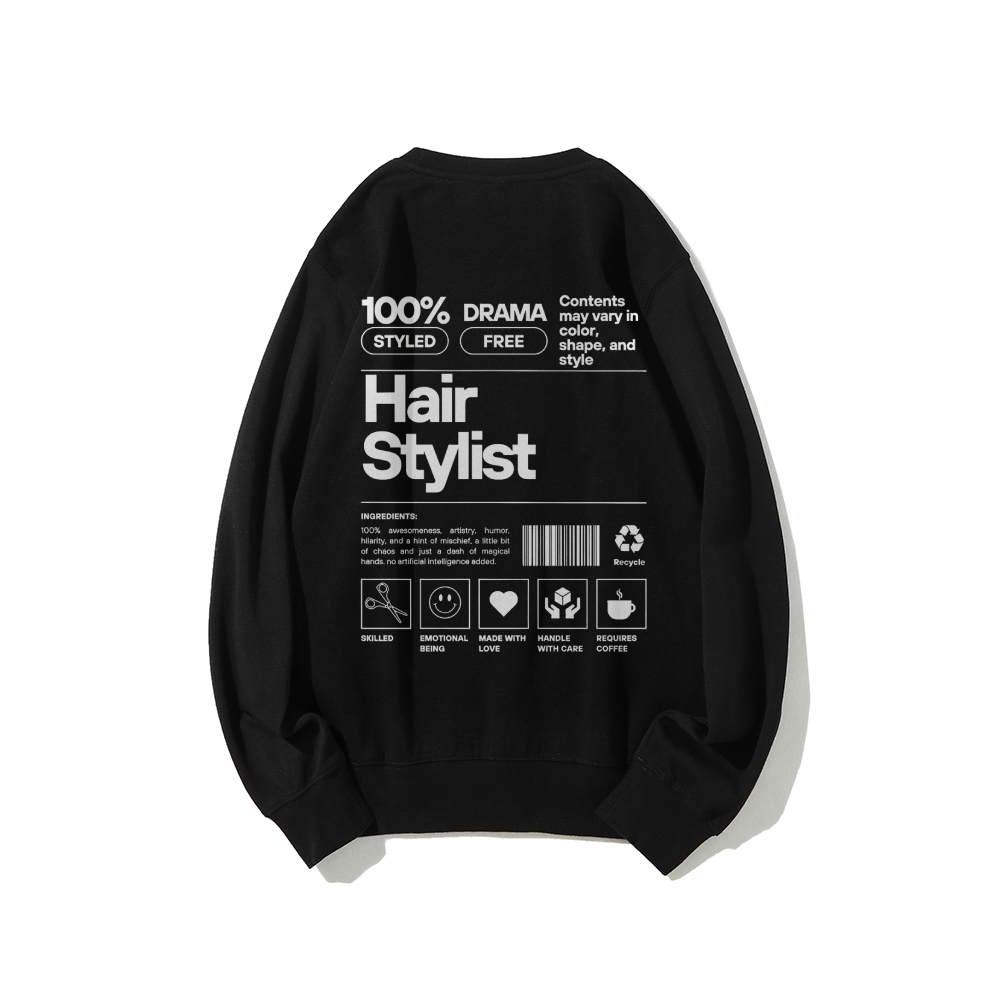Hair Stylist Crew Neck Long Sleeve Sweatshirt-moweekender