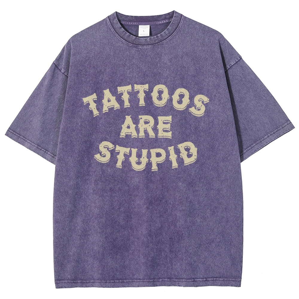 Tattoos are Stupid Vintage Snowflake Washed T-Shirt-moweekender