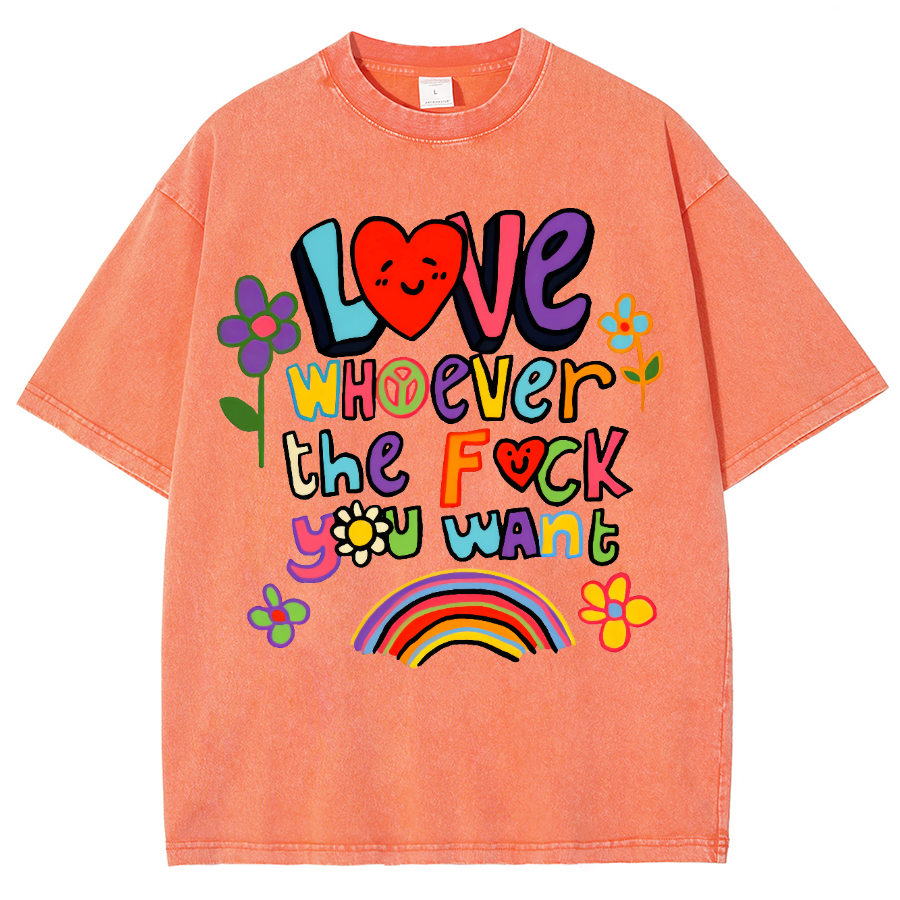 Love Whatever What Unisex Fit Washed Oversized T-Shirt-moweekender