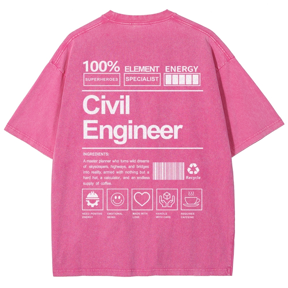 Civil Engineer Washed Vintage Short Sleeves T-Shirt-moweekender