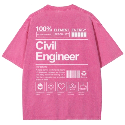 Civil Engineer Washed Vintage Short Sleeves T-Shirt-moweekender