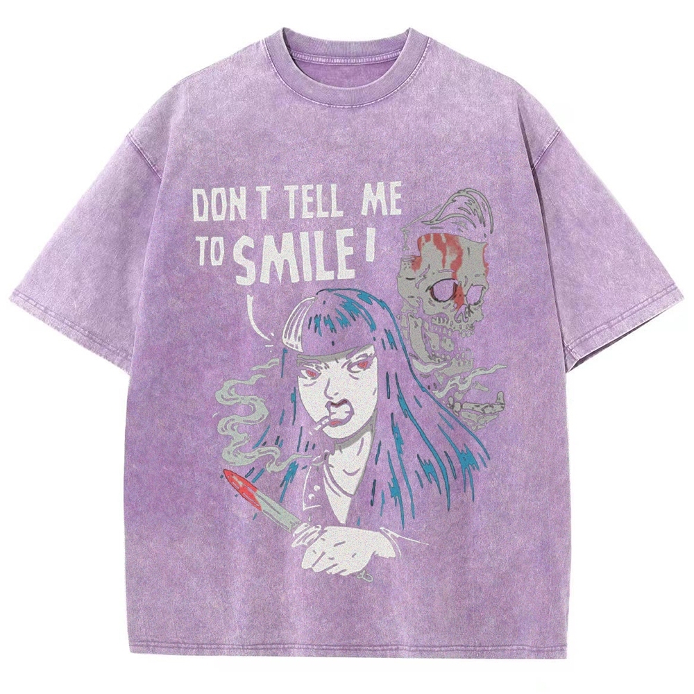 Don'T Tell Me To Smile Vintage Snowflake Washed T-Shirt-moweekender