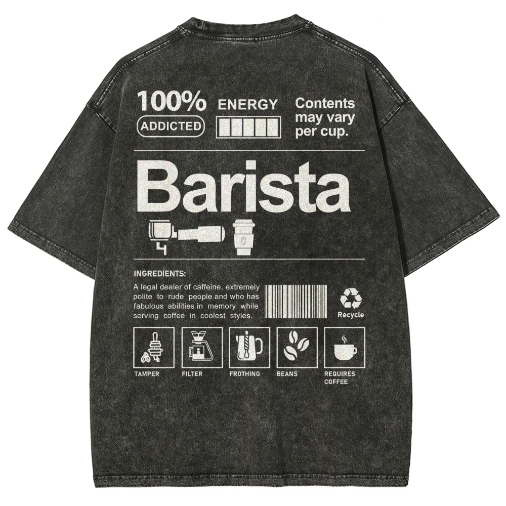 Barista Unisex Fit Washed T-Shirt-moweekender