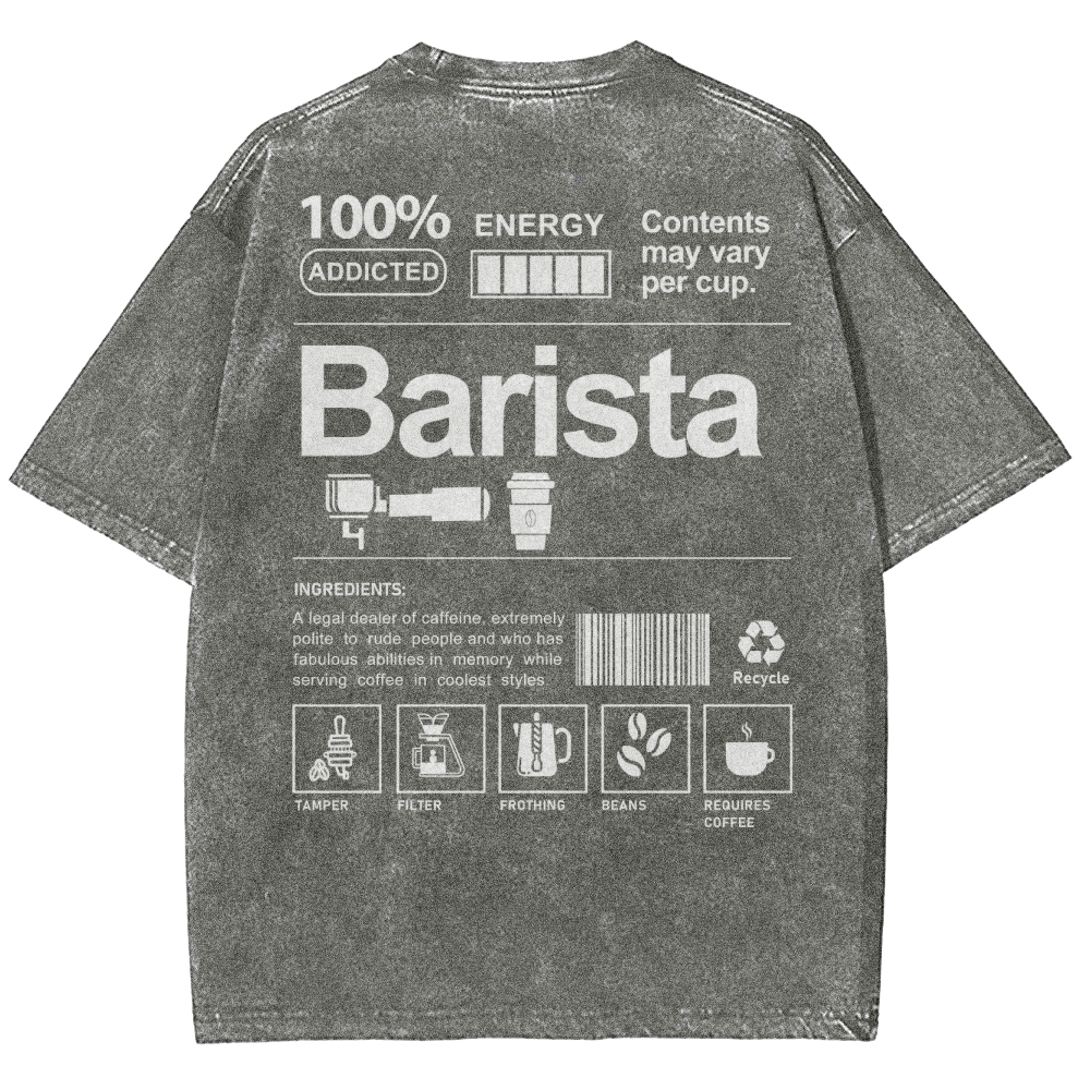 Barista Unisex Fit Washed T-Shirt-moweekender