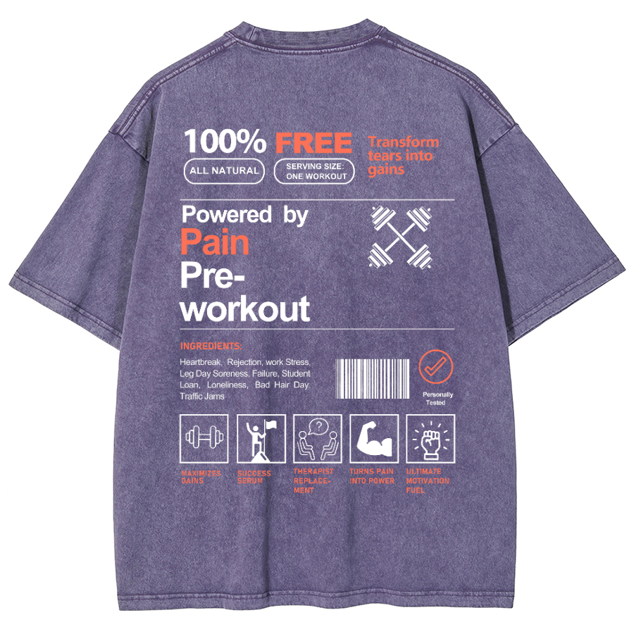 Powered By Painpre-Workout Unisex Fit Washed Oversized T-Shirt-moweekender