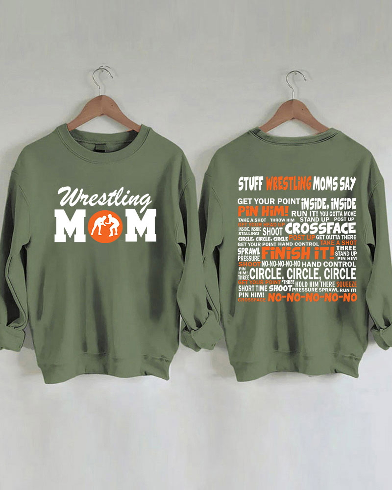 Wrestling Moms Orange Printed Sweatshirt-moweekender