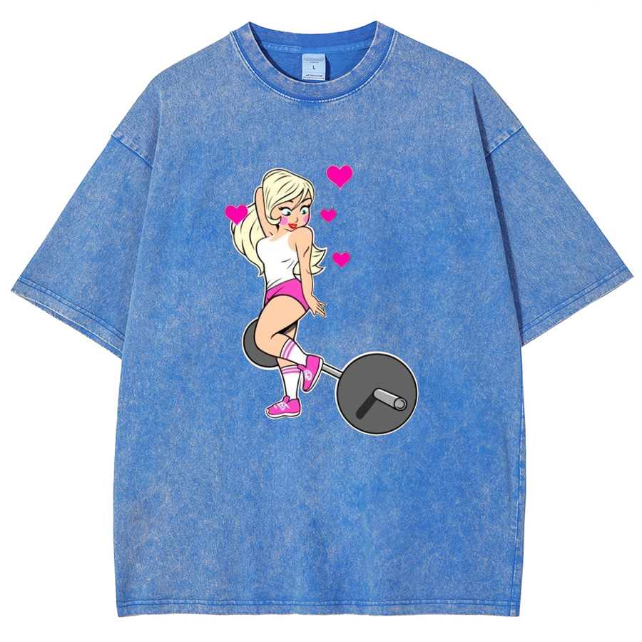 Barbell Love Girl Unisex Fit Washed T-Shirt-moweekender