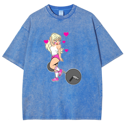Barbell Love Girl Unisex Fit Washed T-Shirt-moweekender
