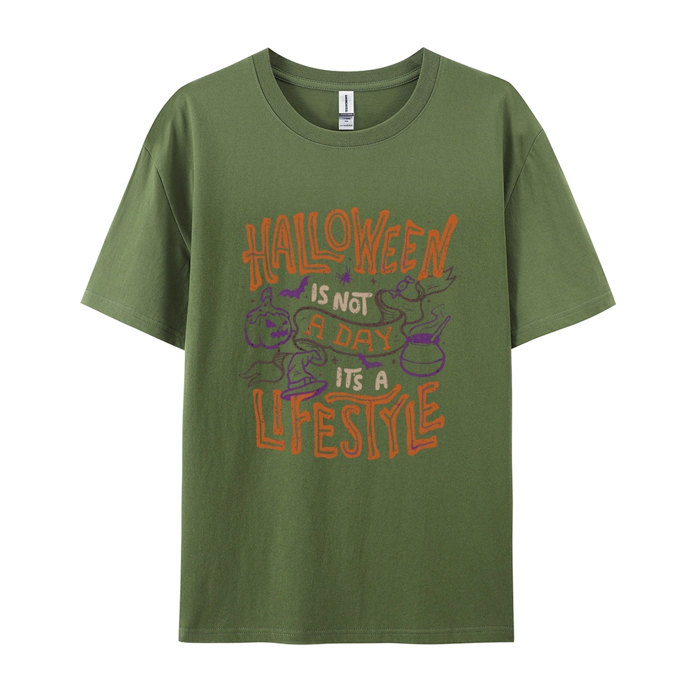 Halloween is life Cotton Short-Sleeved T-Shirt-moweekender