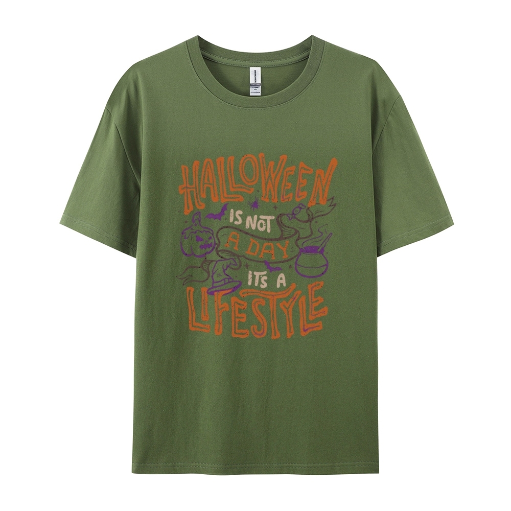 Halloween is life Cotton Short-Sleeved T-Shirt-moweekender