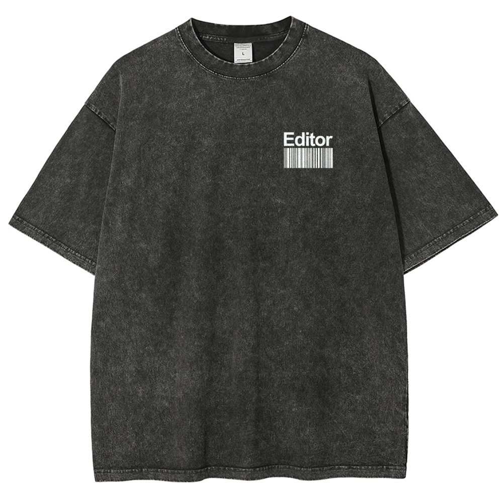 Editor Pattern Washed Vintage Short Sleeves T-Shirt-moweekender