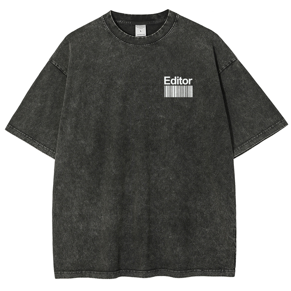 Editor Pattern Washed Vintage Short Sleeves T-Shirt-moweekender