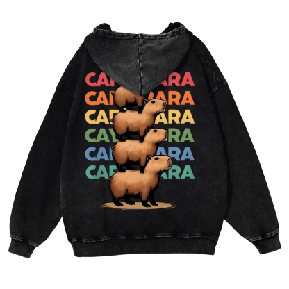 Capybara Jenga Vintage Washed Hoodie-moweekender