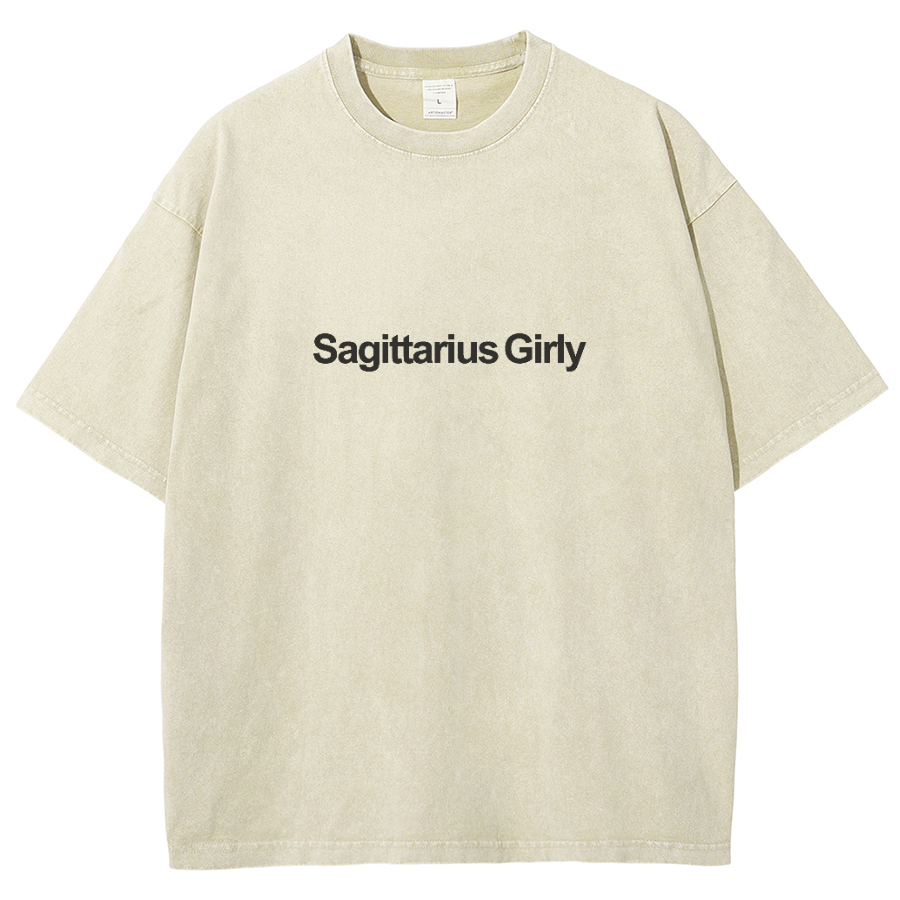 Sagittarius Girly Unisex Fit Washed Oversized T-Shirt-moweekender