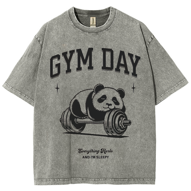 Gym Day Everything Hurts & I'm Sleepy Unisex Fit Washed Oversized T-Shirt-moweekender