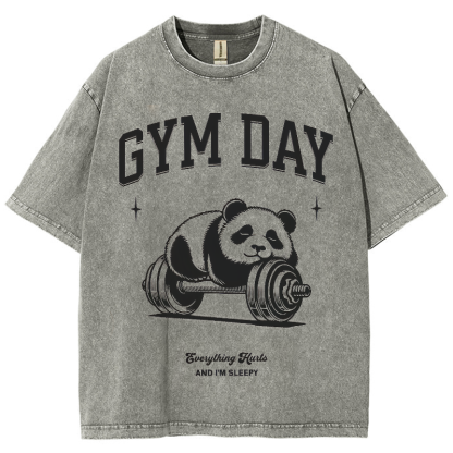 Gym Day Everything Hurts & I'm Sleepy Unisex Fit Washed Oversized T-Shirt-moweekender