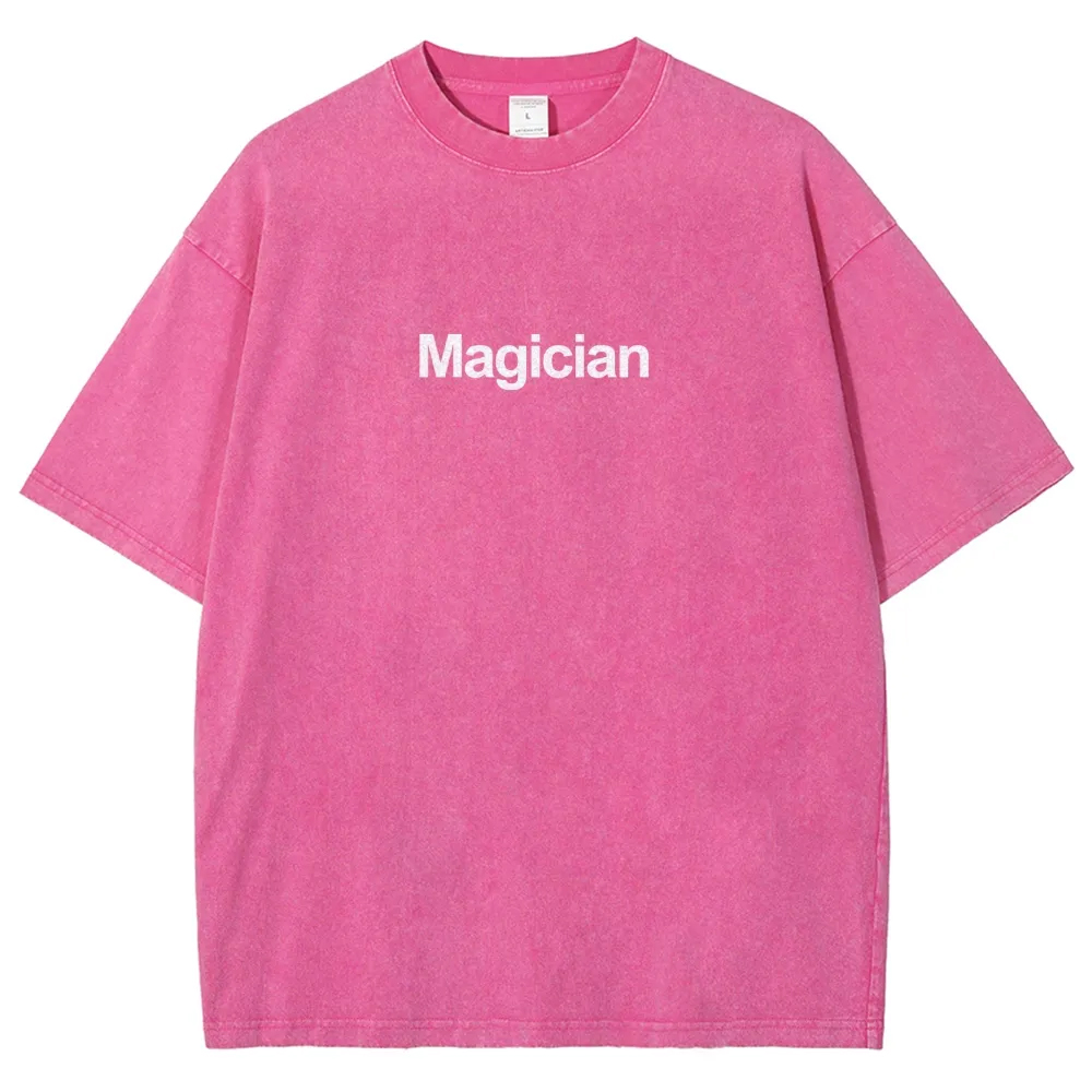 Magician Pattern Washed Vintage Short Sleeves T-Shirt-moweekender