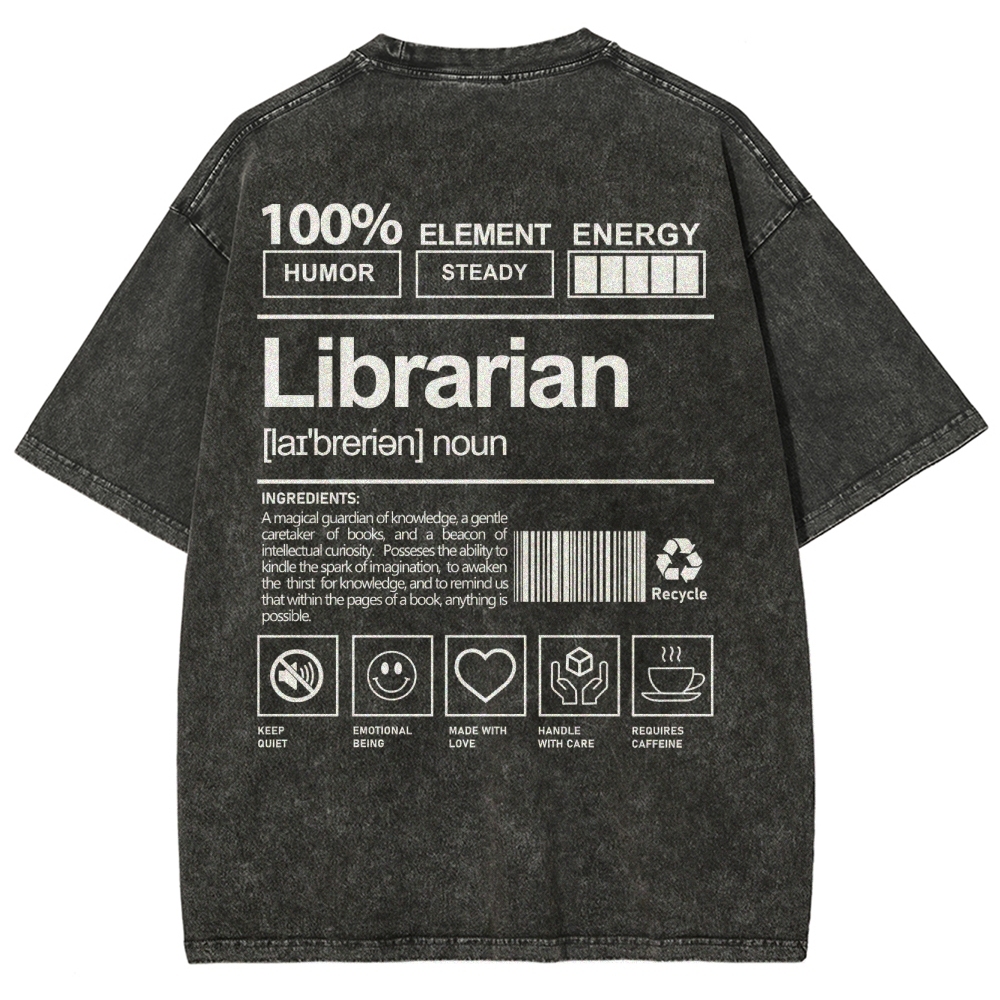 Librarian Unisex Fit Washed T-Shirt-moweekender