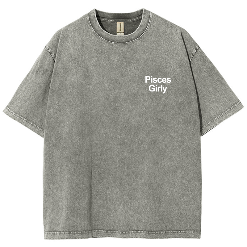 Pisces Girly Unisex Fit Washed Oversized T-Shirt-moweekender