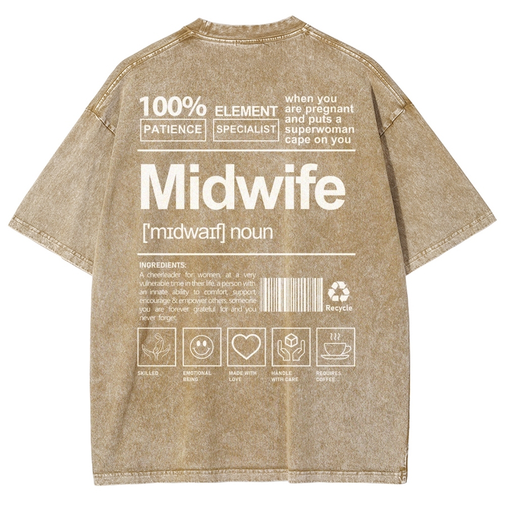 Midwife Unisex Fit Washed T-Shirt-moweekender