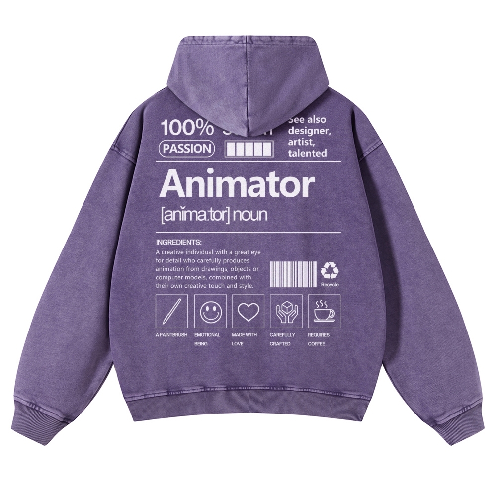Animator Casual Washed Hoodie-moweekender