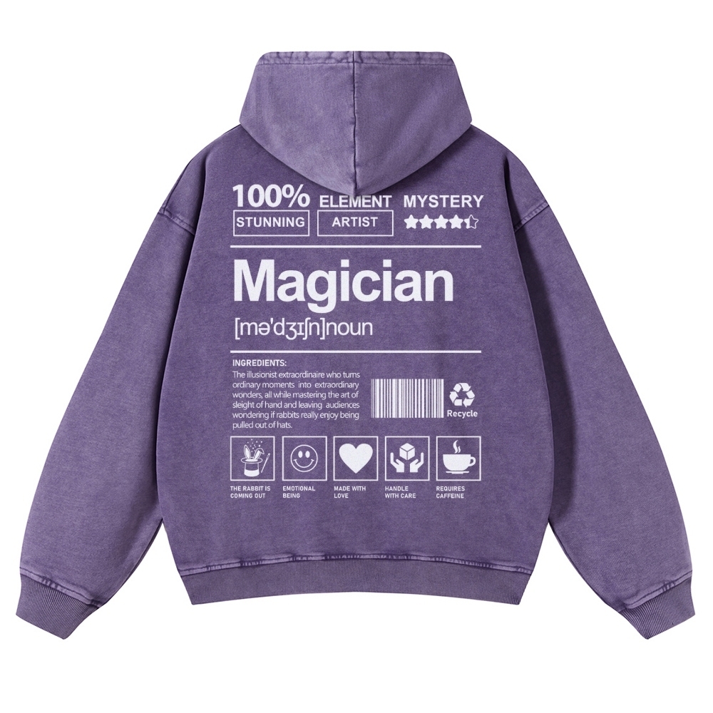 Magician Printed Vintage Washed Hoodie-moweekender