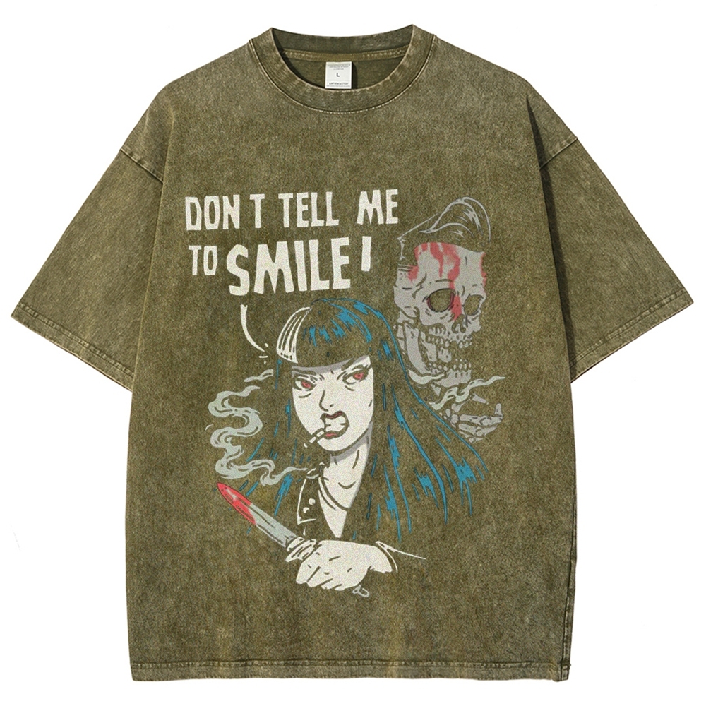 Don'T Tell Me To Smile Vintage Snowflake Washed T-Shirt-moweekender