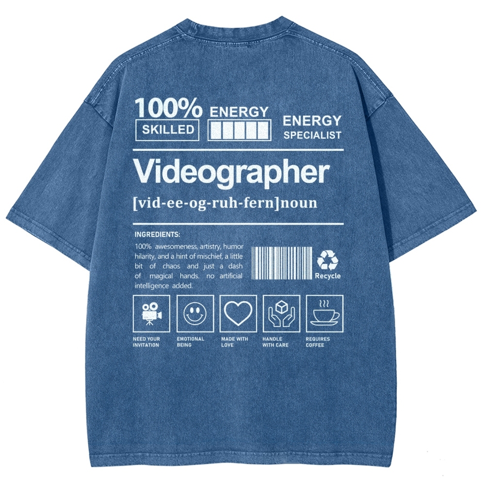 Videographer Unisex Fit Washed T-Shirt-moweekender